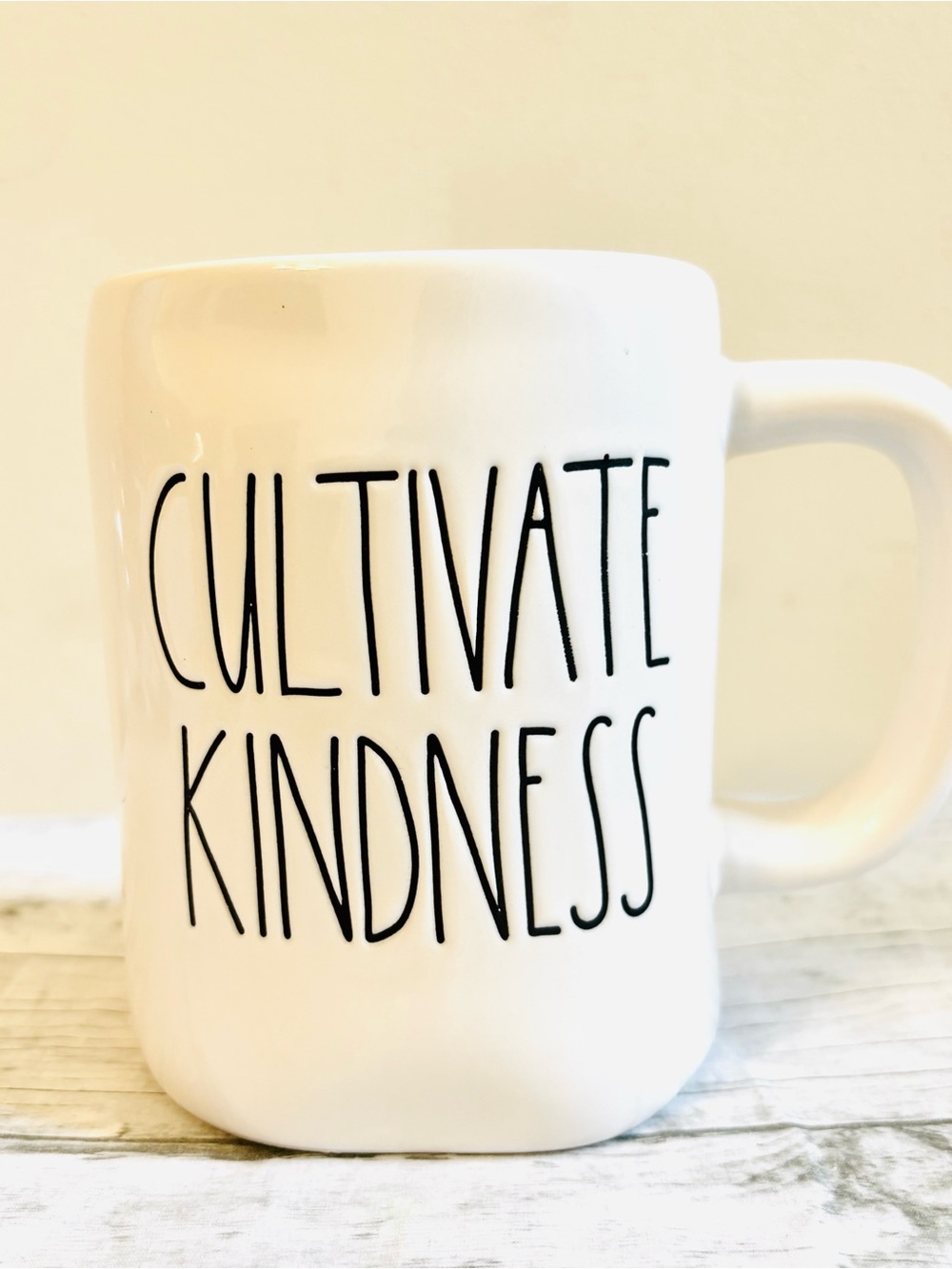 Rae Dunn White Ceramic Mug with Black "Cultivate Kindness" Lettering